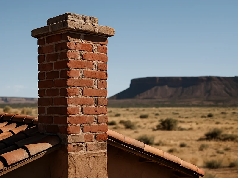 Weathered brick chimney with eroded mortar in Snowflake, AZ
