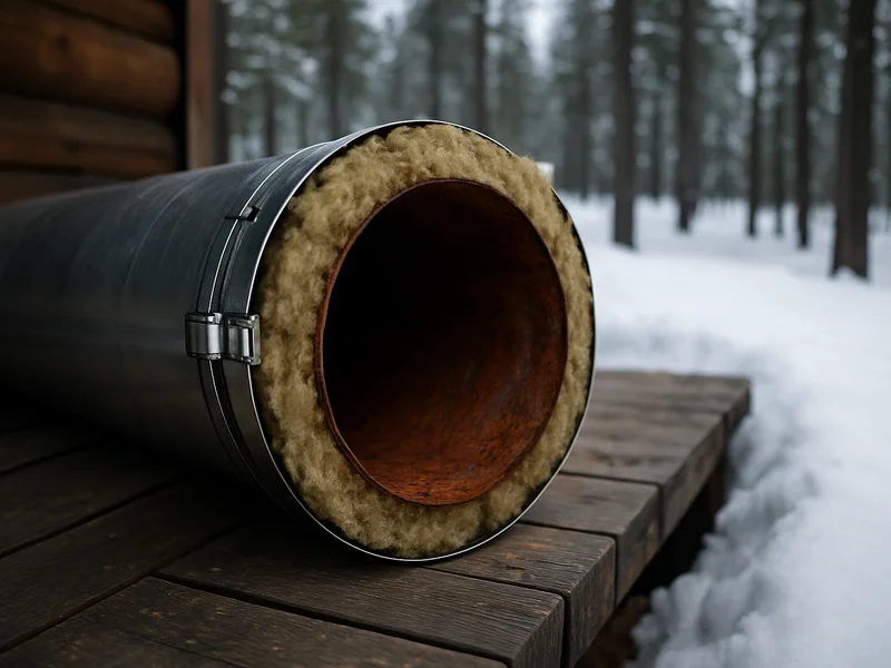 Corroded inner wall of a class-A insulated chimney pipe at a Pinetop cabin