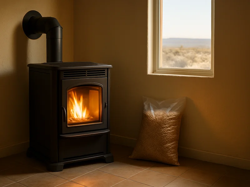 Pellet stove in a home in Snowflake, AZ